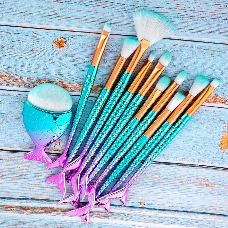 11pcs Makeup Brushes Kit Maquiagem Maquillaje New Mermaid Fo