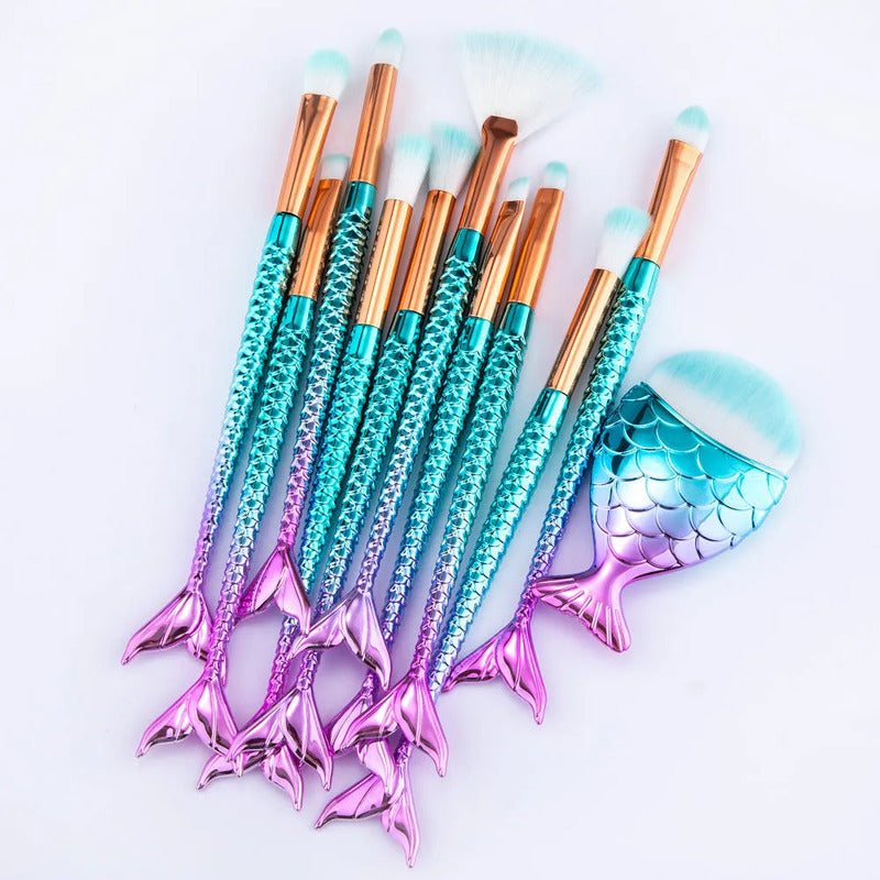 11pcs Makeup Brushes Kit Maquiagem Maquillaje New Mermaid Fo
