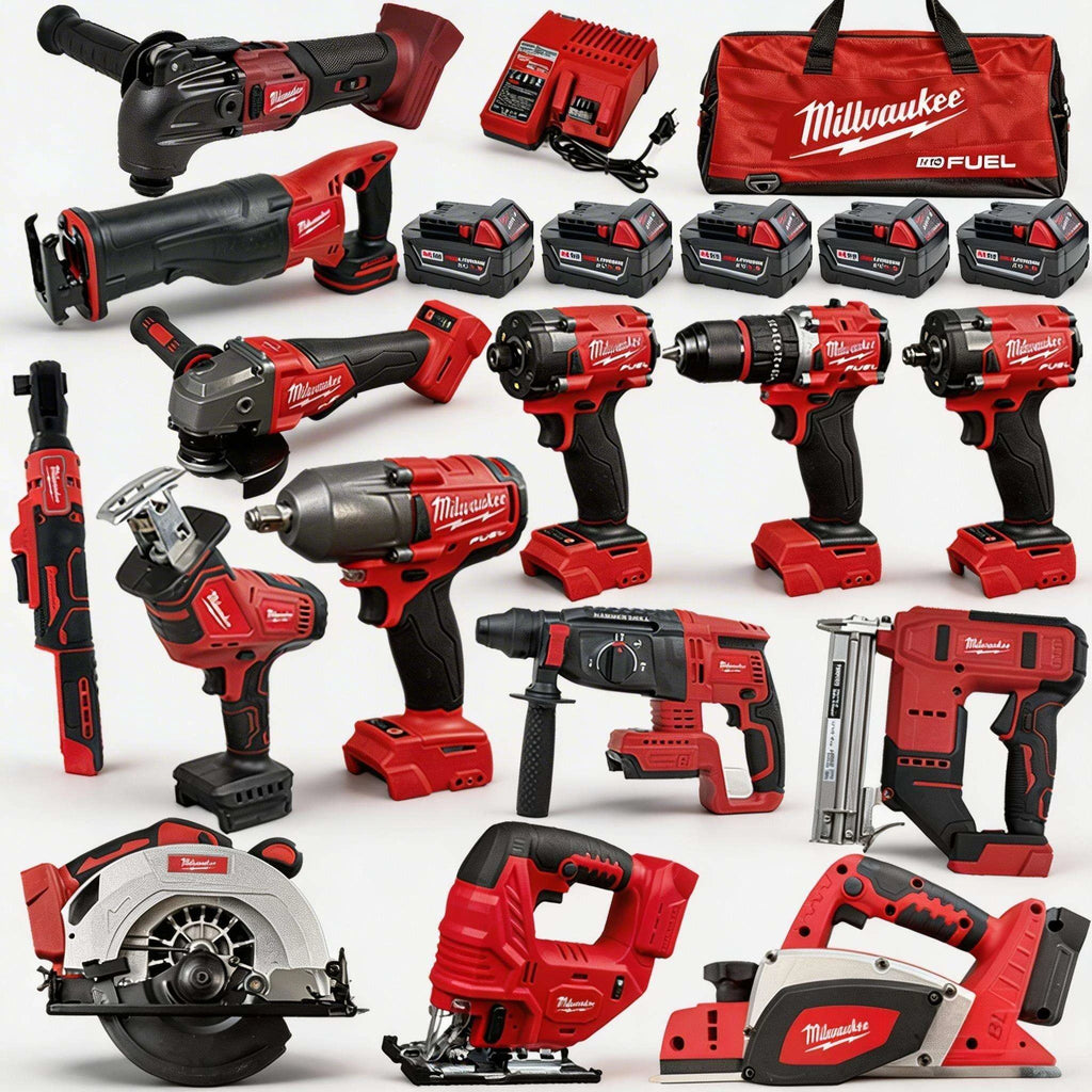 Professional Grade Milwaukee M18 Cordless Power Tool Set with 5 Batteries Charger for Construction Industrial Tool Combo Kit