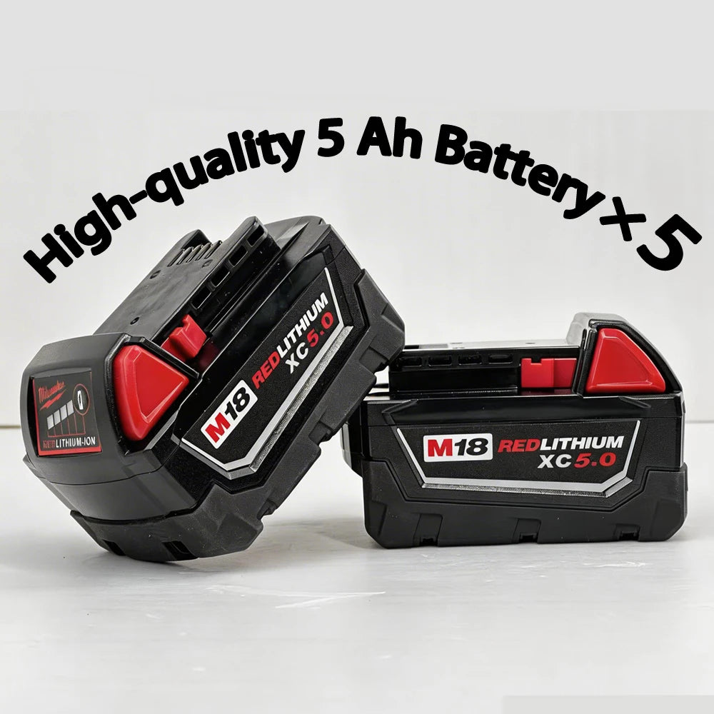 Professional Grade Milwaukee M18 Cordless Power Tool Set with 5 Batteries Charger for Construction Industrial Tool Combo Kit