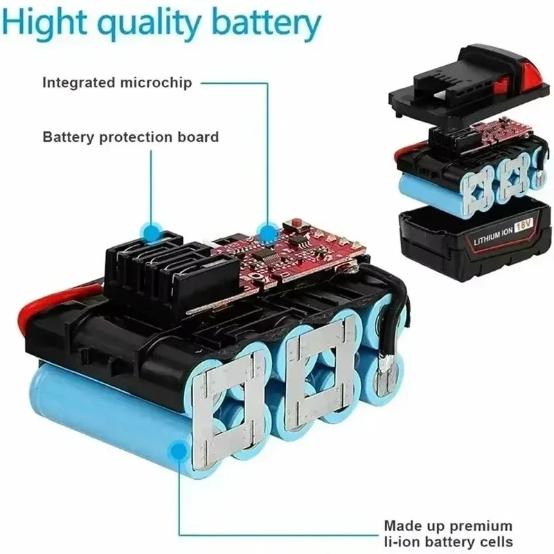 For Milwaukee 18v Battery, Replacement battery for Milwaukee drills, screwdrivers, angle grinders, wrenches