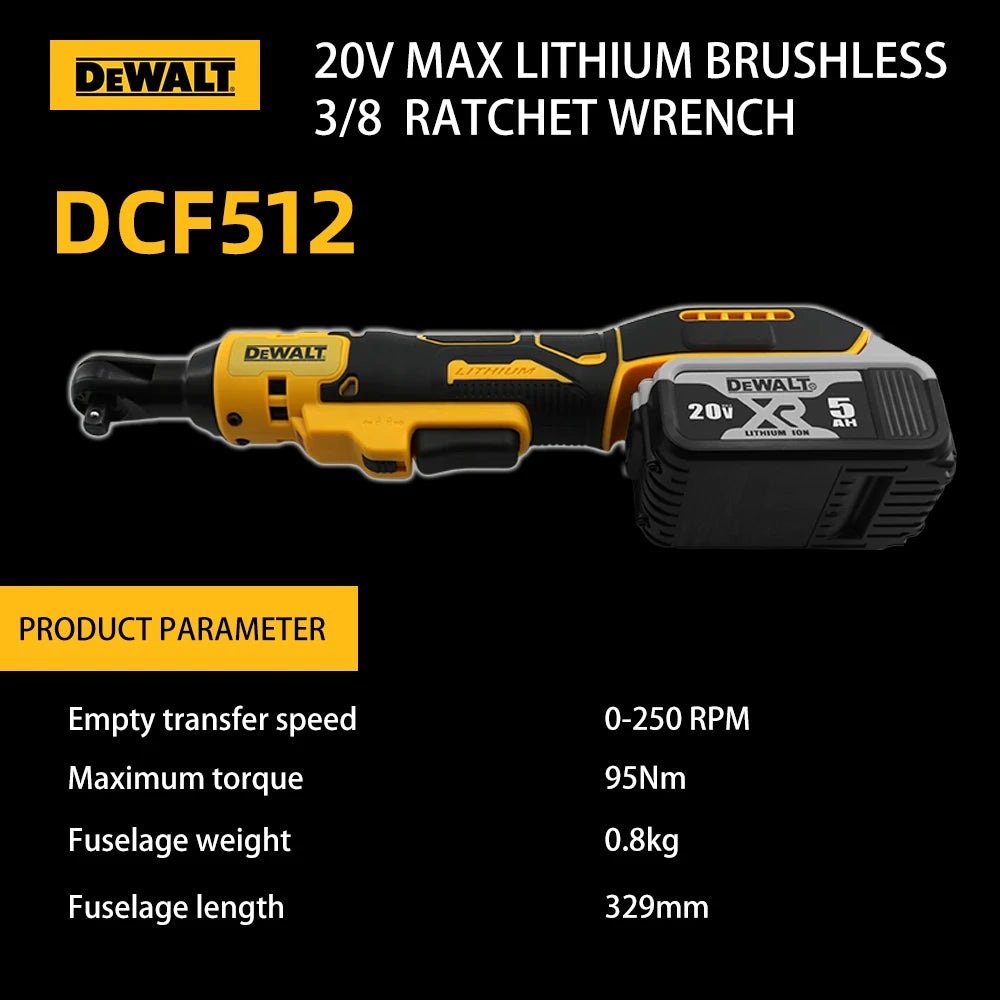 DEWALT DCF512 Ratchet Wrench Cordless Electric Impact Wrench 20V Battery 1/2 in 3/8 in Home Improvement Brushless
