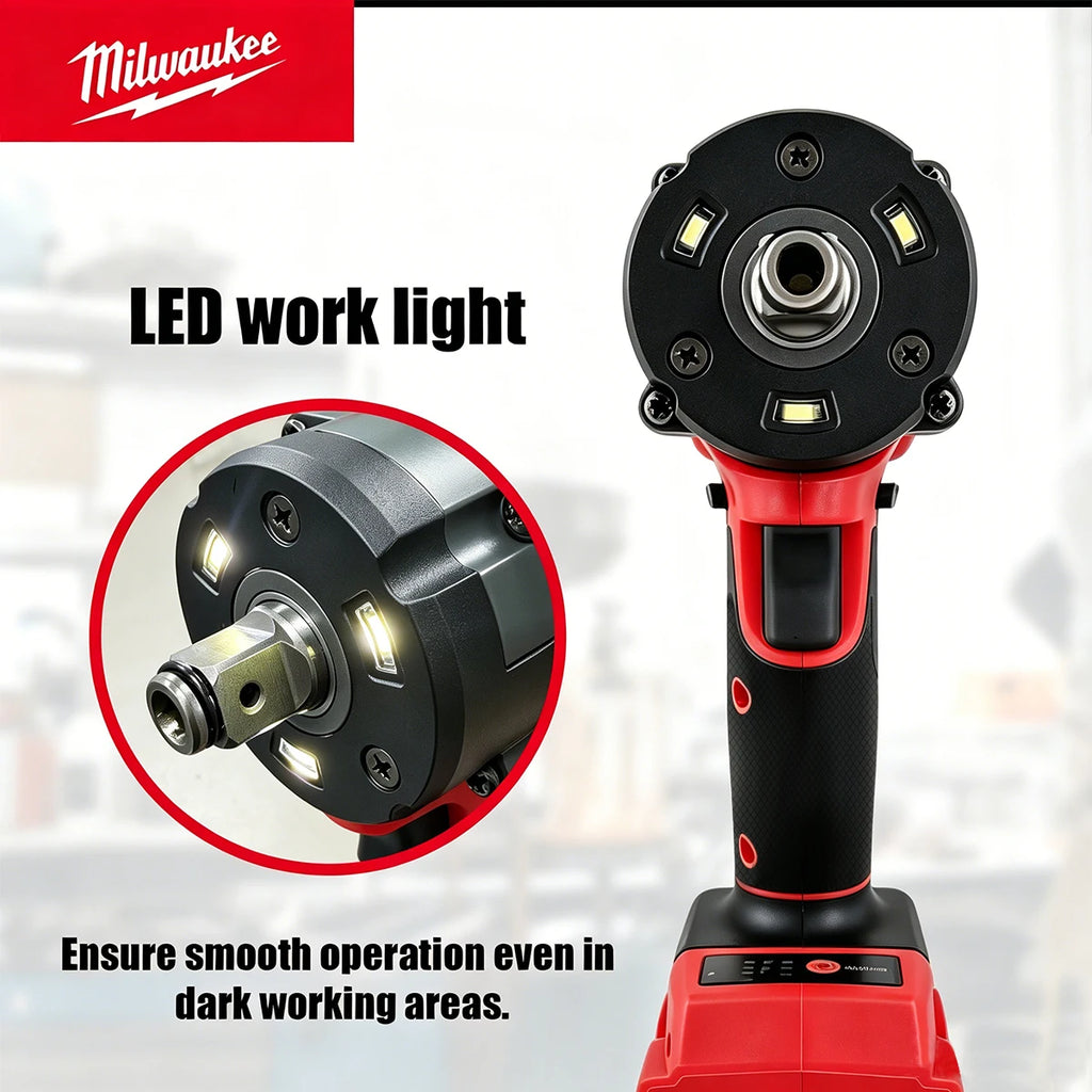 Milwaukee 1/2' M18 FUEL Brushless Cordless Impact Wrench 650N.m 3500RPM with 3 LED Lights Compact Torque Wrench Power Tool