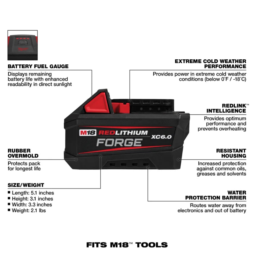 Milwaukee M18 FORGE battery18V  for Brushless Impact Wrench 1/2"Drive Cordless Electric Wrench for Professional Mechanics