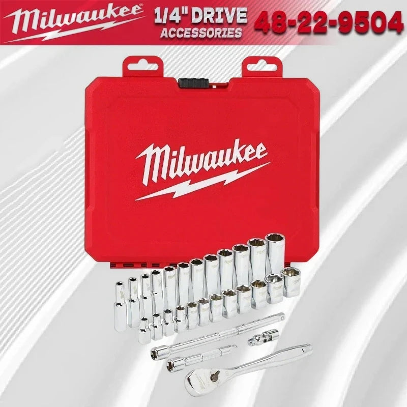 Milwaukee 48-22-9504 Metric 1/4" Drive 28pc Ratchet & Socket Set MILWAUKEE Power Tool Accessories 4932464943