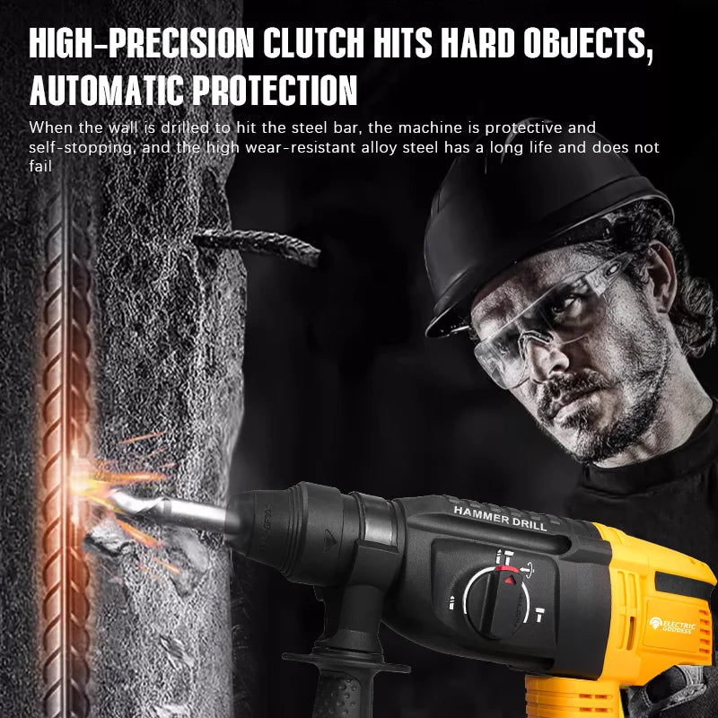 26mm Brushless Electric Hammer Cordless Multi-function Rotary Hammer Drill Four Modes Hammer Drill For Dewalt 20v Battery Pin