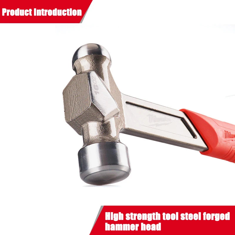 Milwaukee 16/24oz Steel Round Head Hammer, Impact Hammer Industrial Grade Anti-Slip Balance Design Durable 4932492346/4932492347