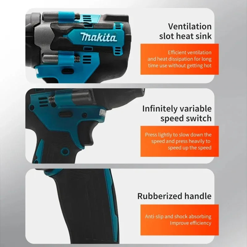 Makita Brushless DTW700 Electric Impact Wrench Cordless Electric Wrench 1/2 inch for Makita 18V Battery Screwdriver Power Tools