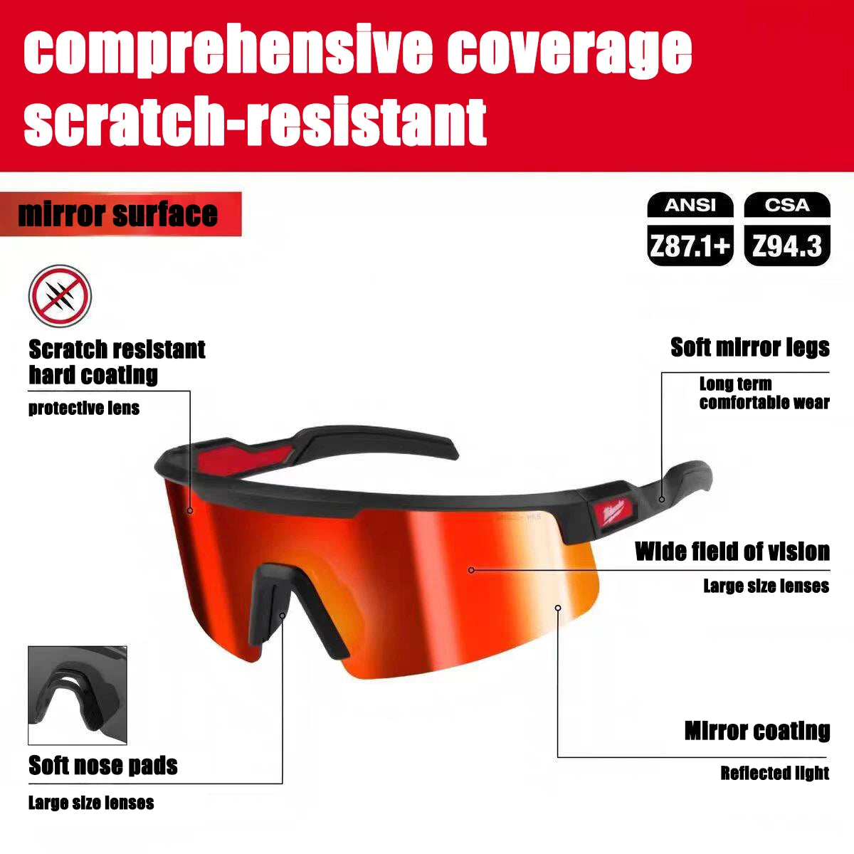 Milwaukee Outdoor Protective Goggles, Sports Goggles, Windproof and UV Resistant Goggles for Cycling and Fishing 4932500723