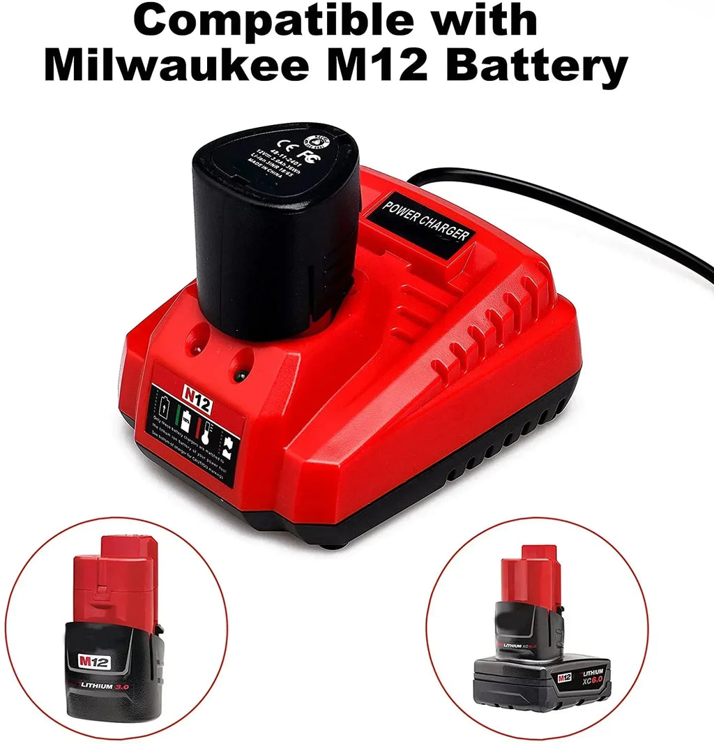 Battery Charger Replacement for Milwaukee M12 Charger 48-59-2401 Compatible with Milwaukee Lithium Battery