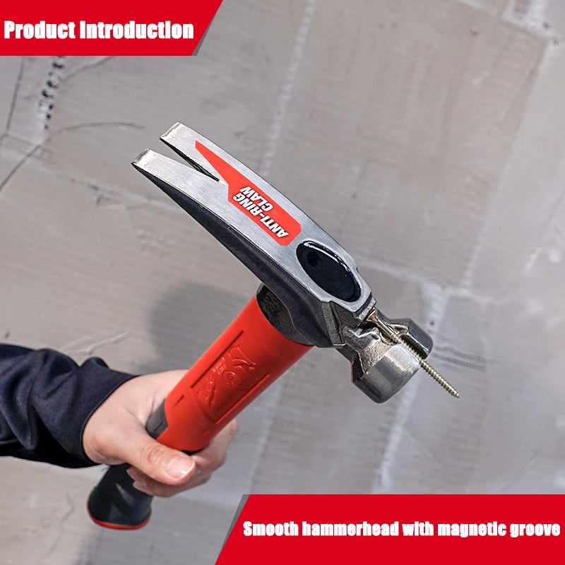 Milwaukee 19oz Fiberglass Handle Straight Claw Sheep Horn Hammer, Industrial Grade Integrated Tool Hammer 48-22-9316P