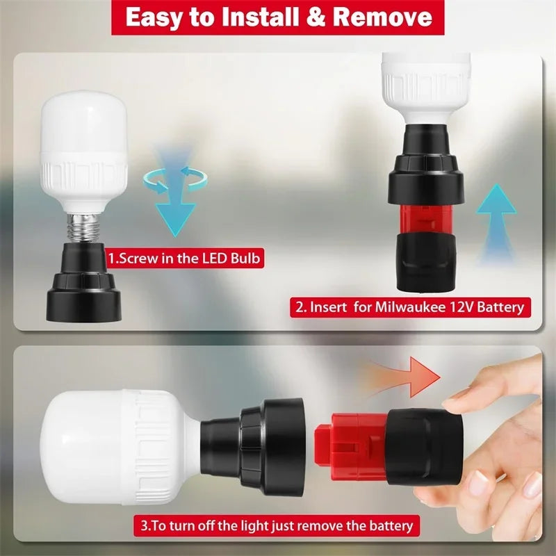 LED Work Light for Milwaukee 12V with LED Bulb 12W 1300LM Handheld LED Flashlight for Milwaukee 12V Max 6500K Cool White Light