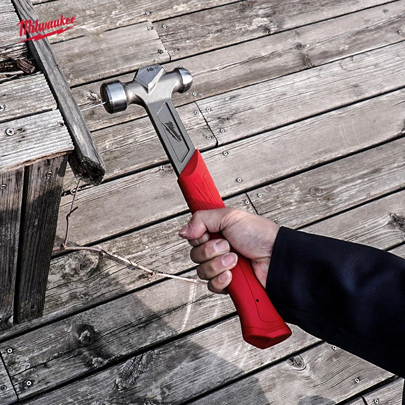 Milwaukee 16/24oz Steel Round Head Hammer, Impact Hammer Industrial Grade Anti-Slip Balance Design Durable 4932492346/4932492347