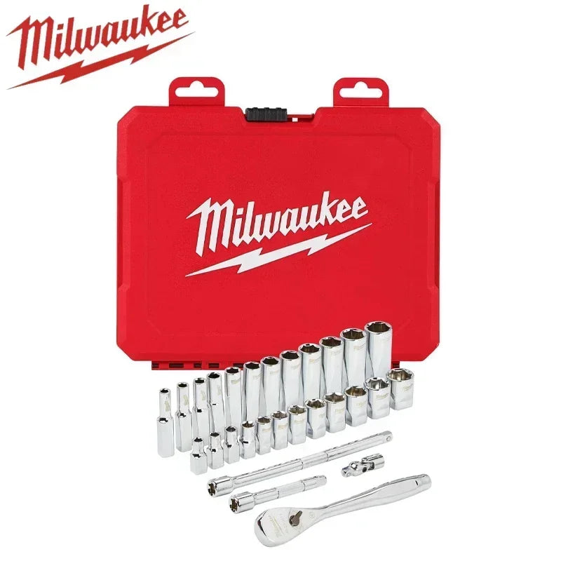 Milwaukee 48-22-9504 Metric 1/4" Drive 28pc Ratchet & Socket Set MILWAUKEE Power Tool Accessories 4932464943