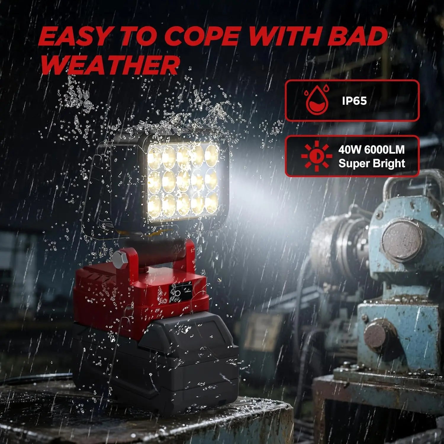 LED Work Light for Milwaukee  18V 40W 6000LM, 2 USB Ports, 145° Adjustable Cordless Flood Light (Battery NOT Included)