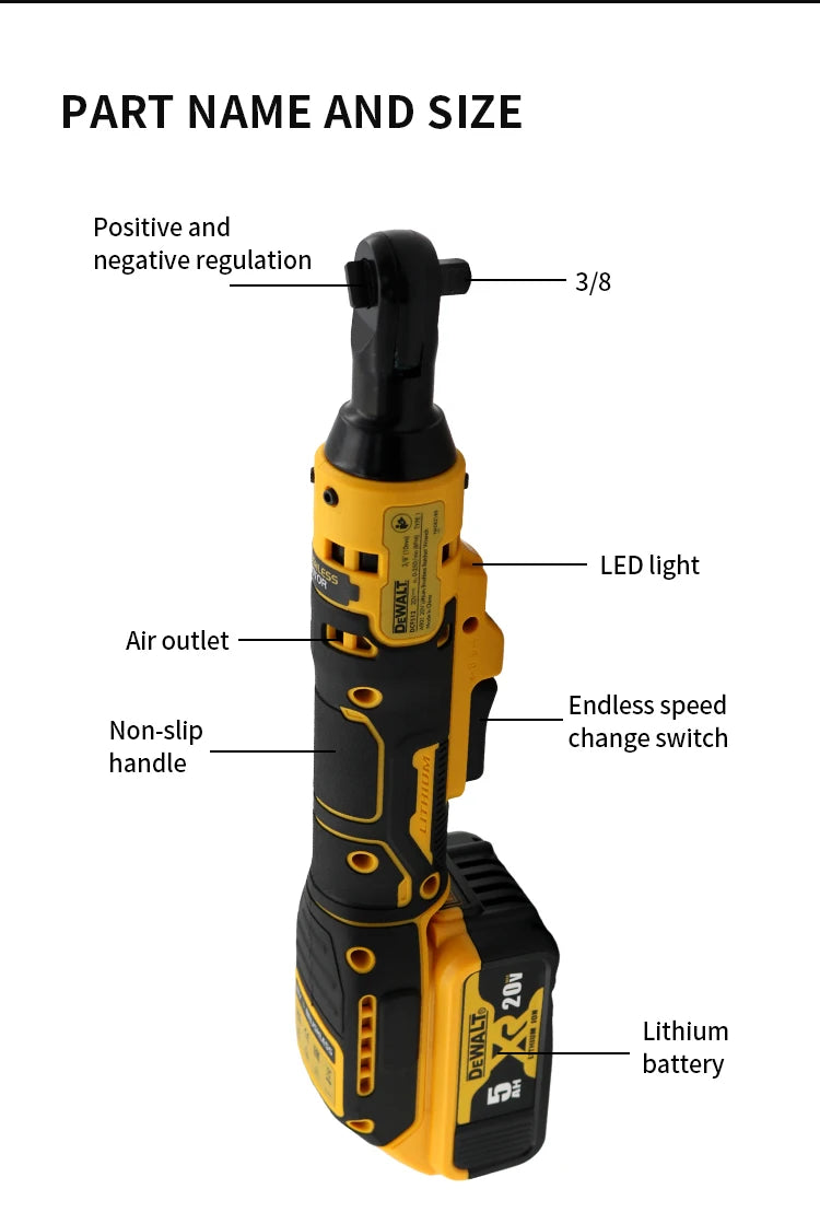DEWALT DCF512 Ratchet Wrench Cordless Electric Impact Wrench 20V Battery 1/2 in 3/8 in Home Improvement Brushless