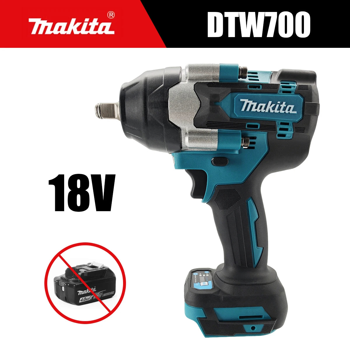 Makita Brushless DTW700 Electric Impact Wrench Cordless Electric Wrench 1/2 inch for Makita 18V Battery Screwdriver Power Tools
