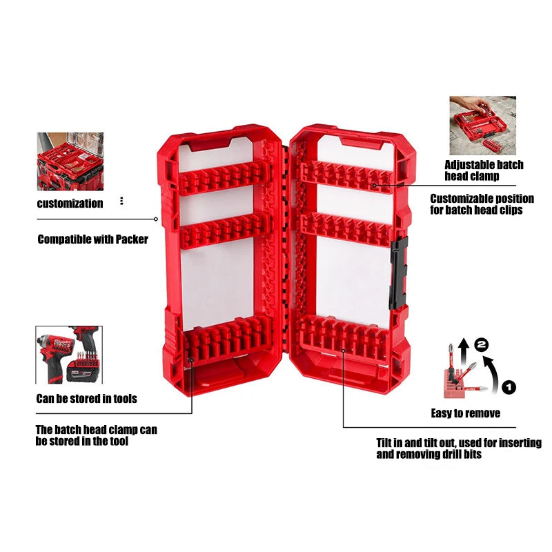 Milwaukee Self Customized Batch Head Storage Box, Medium to Large Single-Sided and Double-Sided, with Impact Drill Accessories