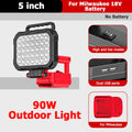 Led Light For Milwaukee Battery 18V Portable Spotlight Cordless Outdoor Work Fishing Handheld Emergency Tool Light No Battery