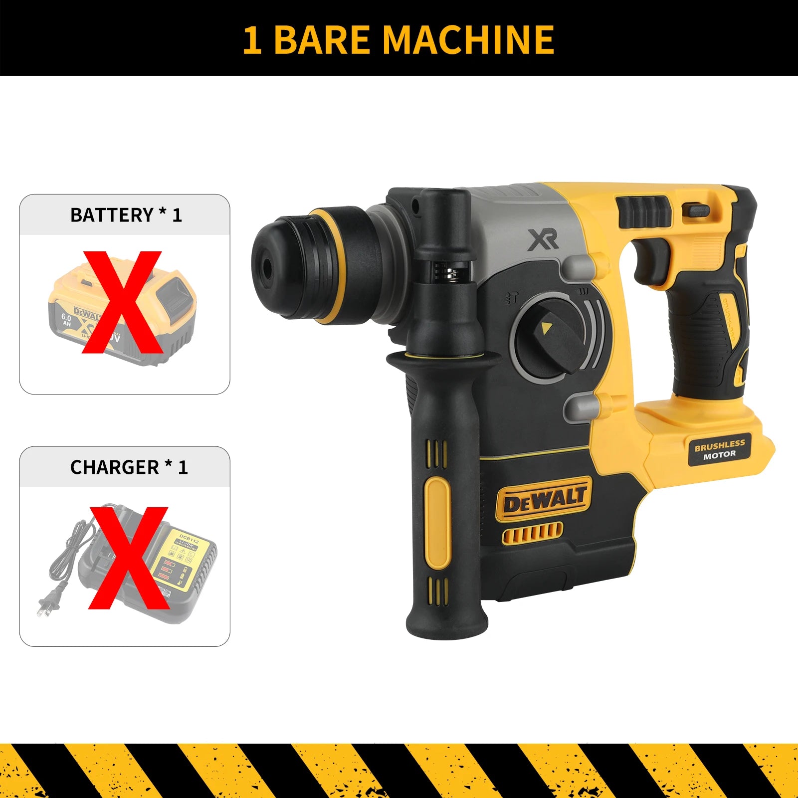 DEWALT DCH273 Brushless Rotary Hammer,20V 6.0Ah Battery2.1J Impact Energy,360°Handle–Efficient for Concrete,Brick&Stone Drilling