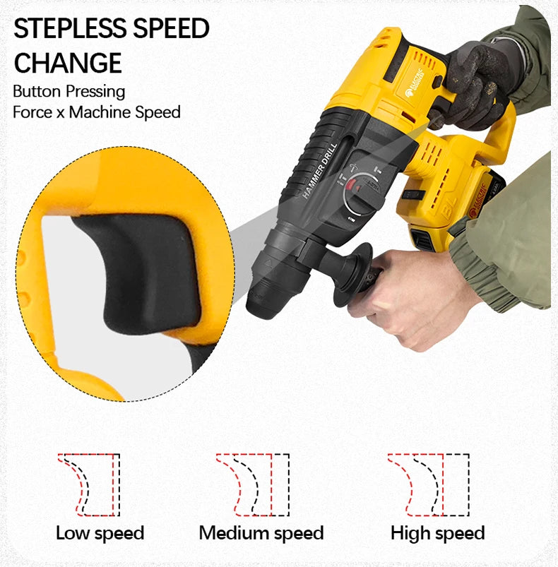 26mm Brushless Electric Hammer Cordless Multi-function Rotary Hammer Drill Four Modes Hammer Drill For Dewalt 20v Battery Pin