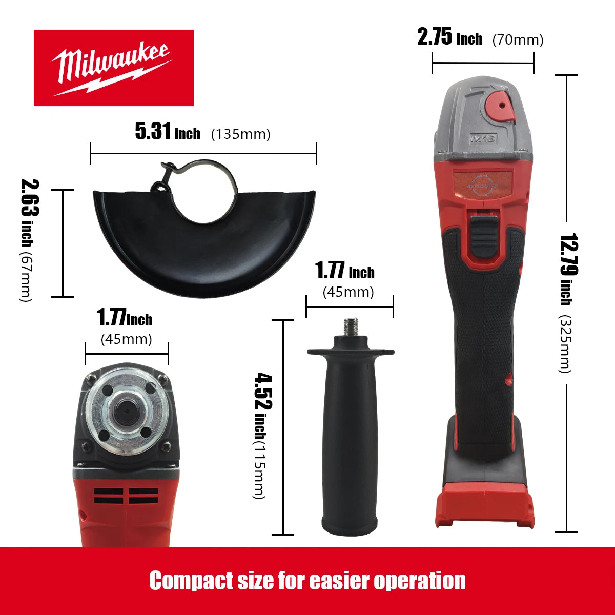 Milwaukee Angle Grinder 125mm Brushless Polishing Cutting Machine No-Lock Paddle Switch Electric Cordless Power Tools