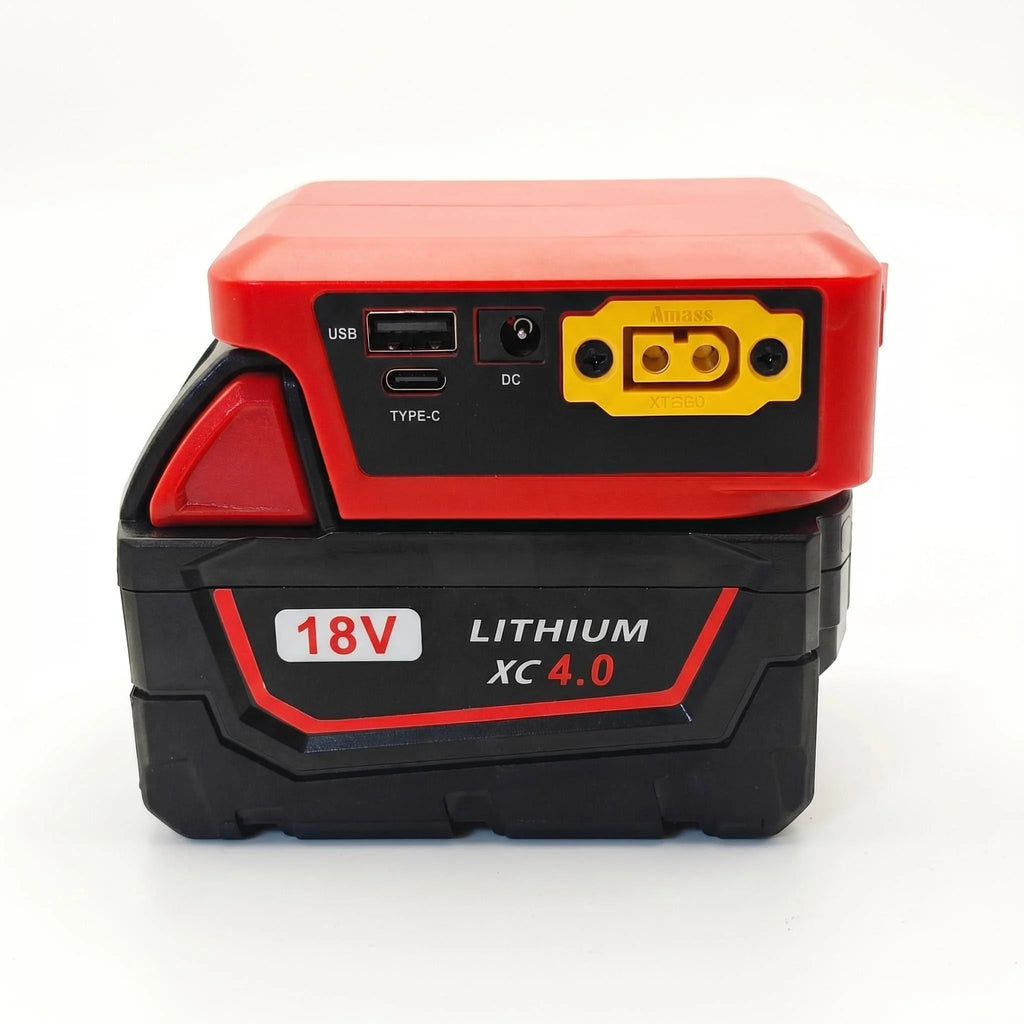 Power Bank for Milwaukee 18V Batteries, Dual Charging & 9-30V DC/XT60/USB-C with Digital Display,for Camping Outdoor(NO Battery)
