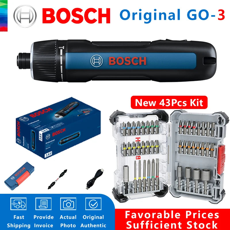 BOSCH GO 3 Cordless Screwdriver 3.6V Lithium-ion Battery Rechargeable Cordless Drill with Box Bosch GO3 Professional Tool Set