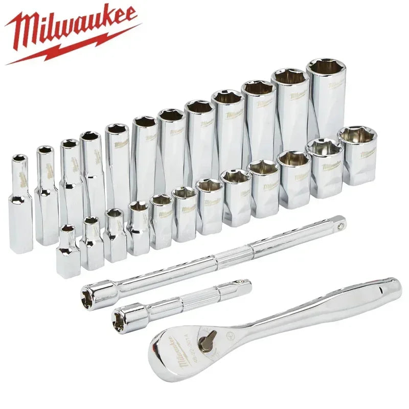 Milwaukee 48-22-9504 Metric 1/4" Drive 28pc Ratchet & Socket Set MILWAUKEE Power Tool Accessories 4932464943