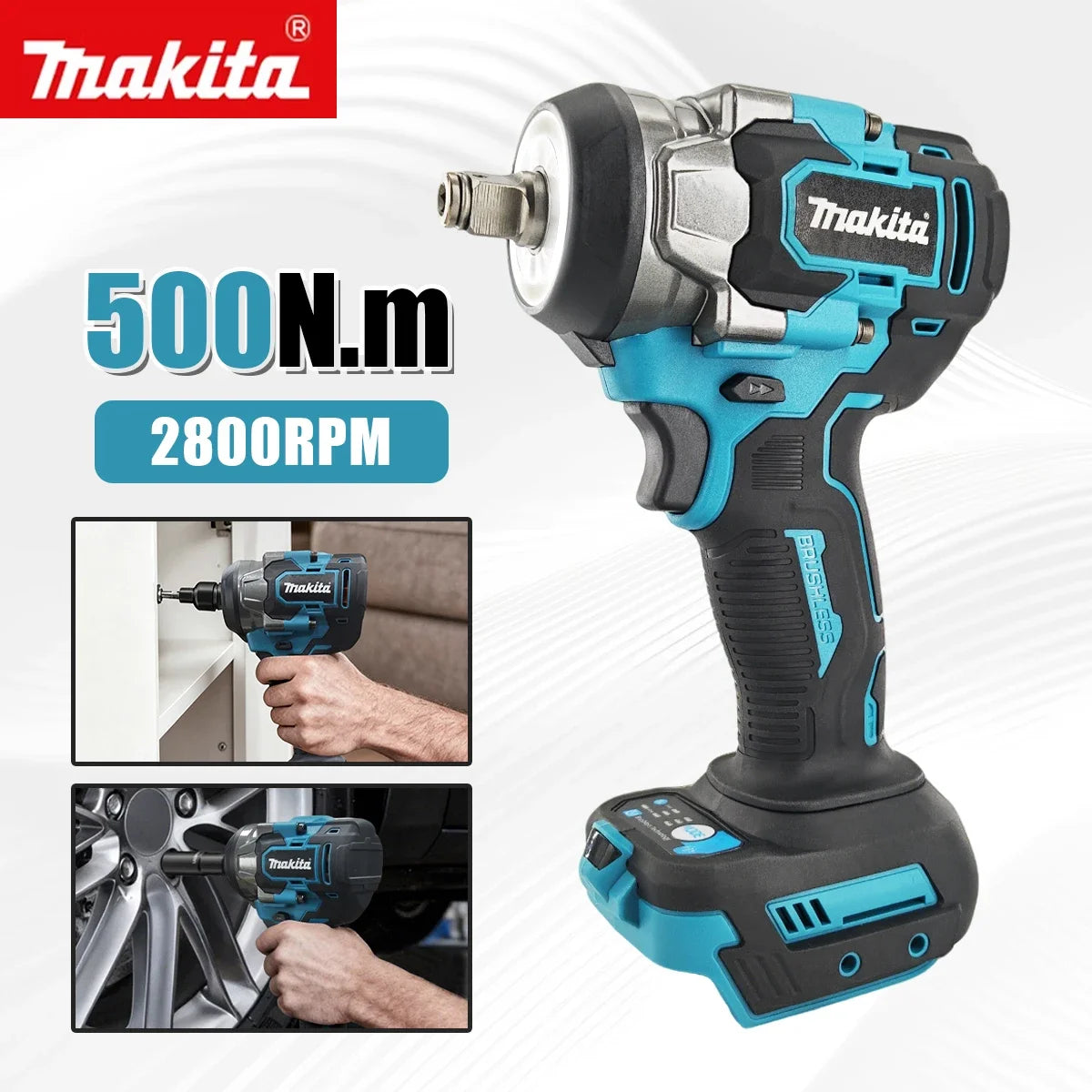 Llave de Impacto Inalámbrica Makita 18V 500 N·m Sin Escobillas