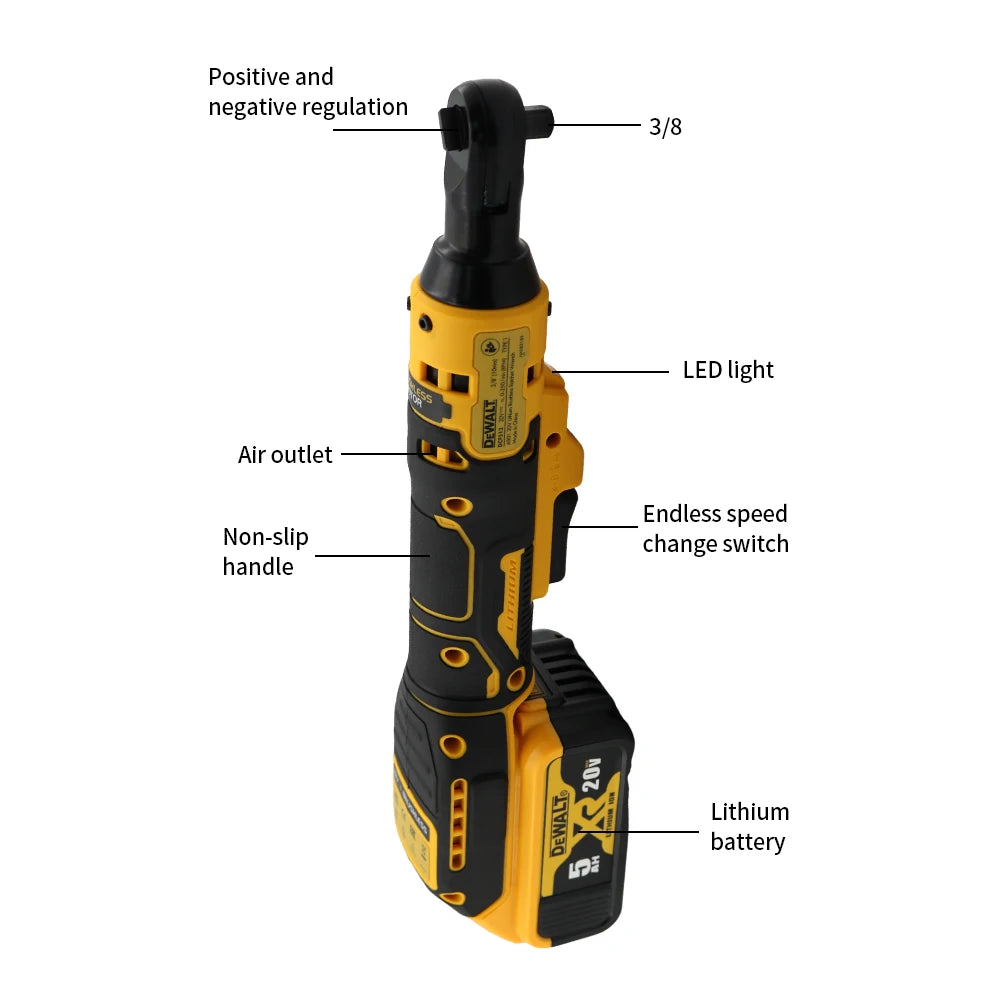DEWALT DCF512 Ratchet Wrench Cordless Electric Impact Wrench 20V Battery 1/2 in 3/8 in Home Improvement Brushless