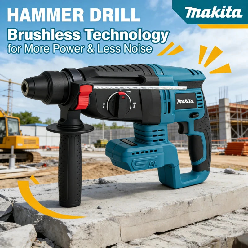 Martillo Rotativo Inalámbrico Compatible con Makita 26 mm Sin Escobillas
