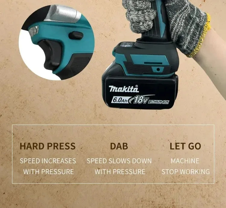 Makita Brushless DTW700 Electric Impact Wrench Cordless Electric Wrench 1/2 inch for Makita 18V Battery Screwdriver Power Tools