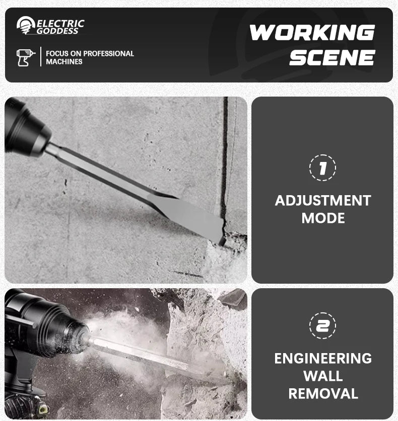 26mm Brushless Electric Hammer Cordless Multi-function Rotary Hammer Drill Four Modes Hammer Drill For Dewalt 20v Battery Pin