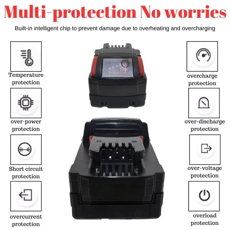 For Milwaukee 18v Battery, Replacement battery for Milwaukee drills, screwdrivers, angle grinders, wrenches