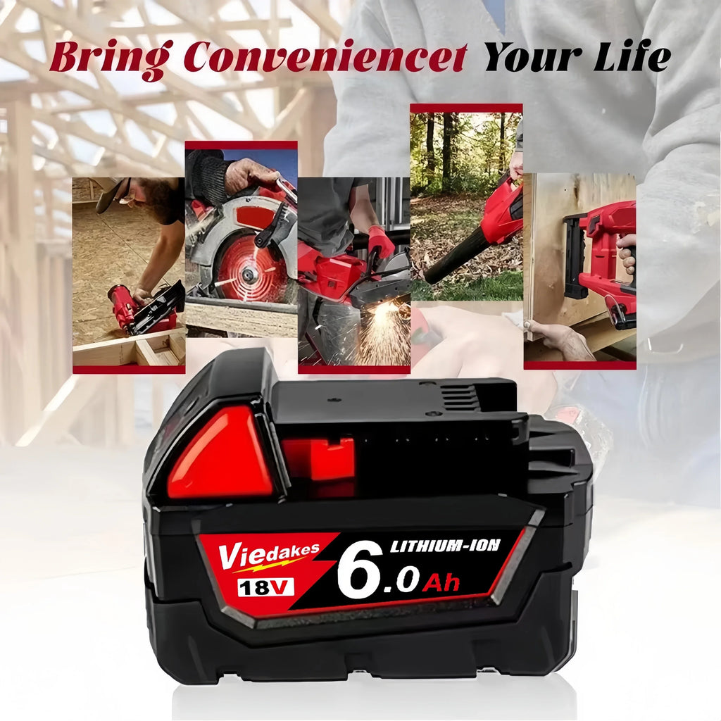 For Milwaukee 18v Battery, Replacement battery for Milwaukee drills, screwdrivers, angle grinders, wrenches